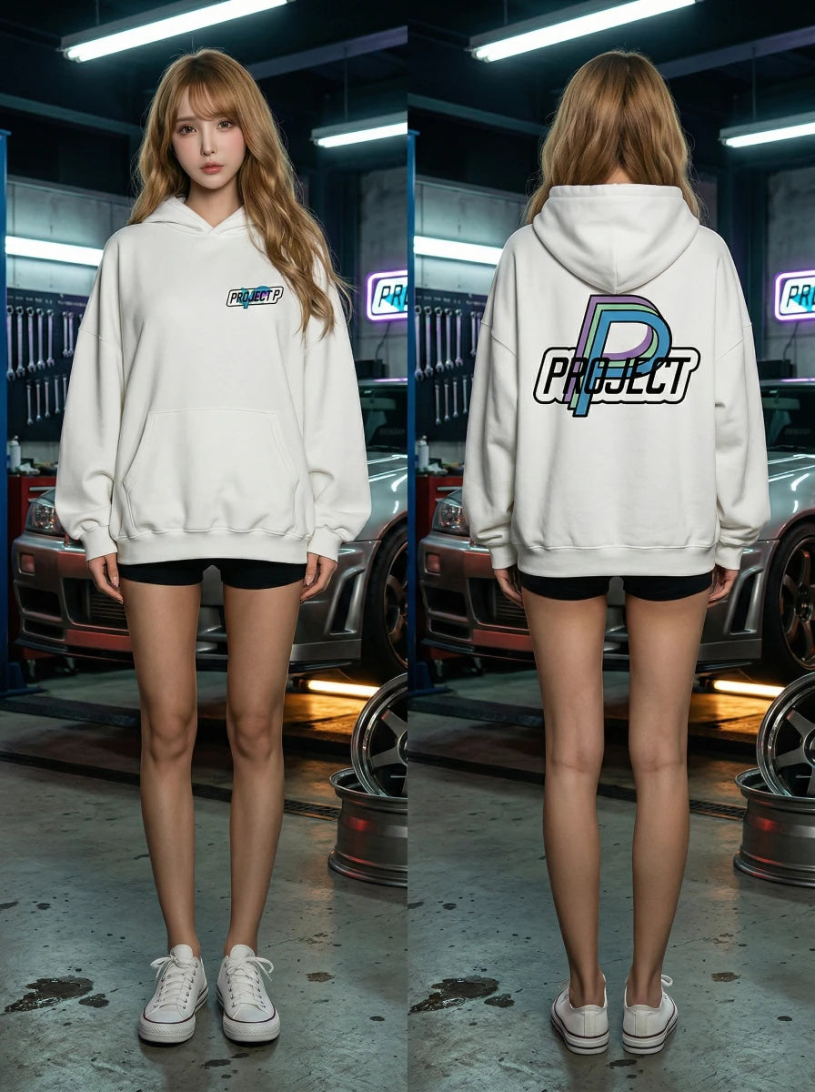 Project P P-01 premium cotton hoodie fabric detail soft lining automotive lifestyle apparel
