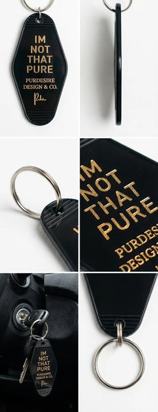 Project P P-02 black automotive keychain vintage motel key holder minimalist design