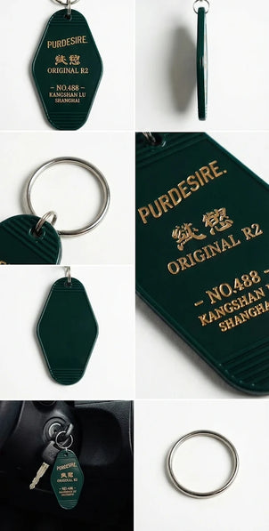 Project P P-02 green retro motel keyring classic hotel keychain automotive lifestyle accessory
