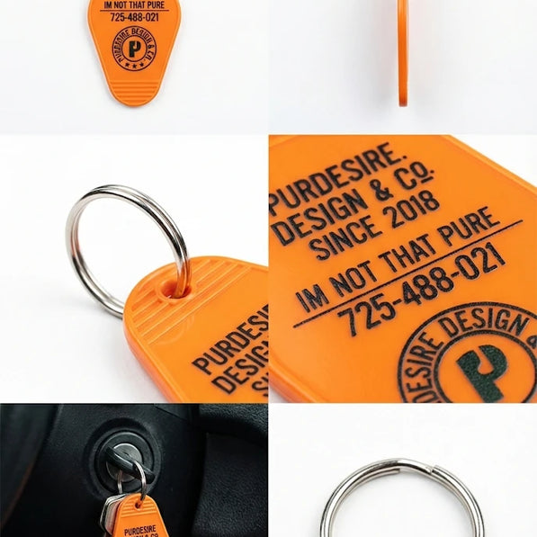 Project P P-02 orange motel keyring retro automotive keychain diamond shape hotel style