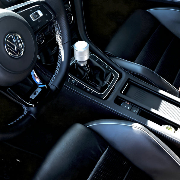 vw golf mk7 gti r aftermarket interior mods gear shift panel cover side angle
