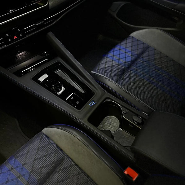 vw golf mk8 mk85 gti r interior aftermarket parts console wrap gear shift panel cover
