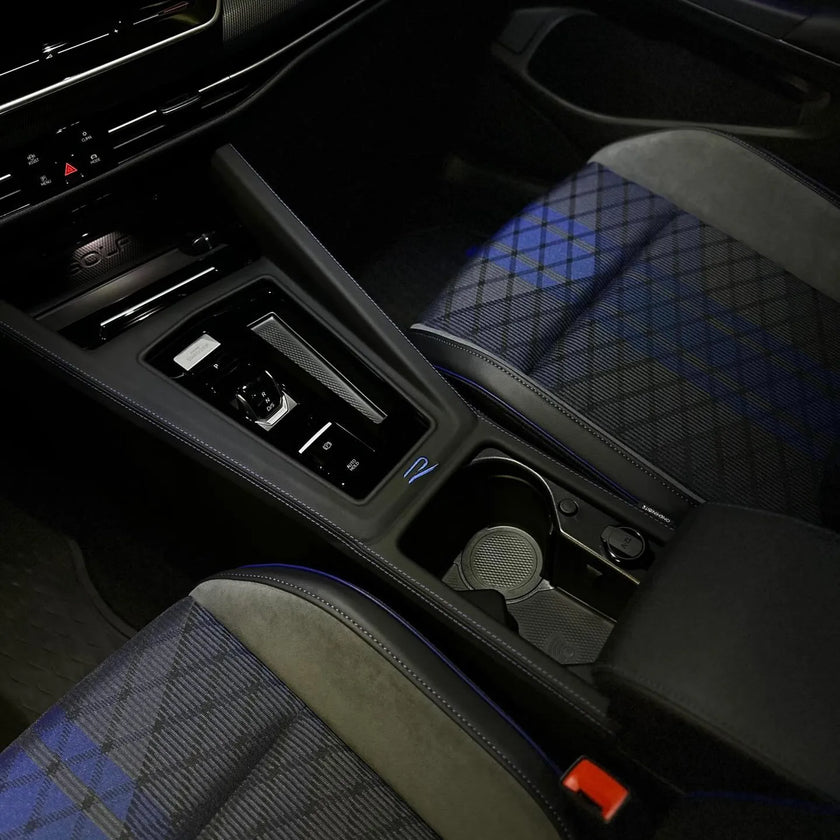 vw golf mk8 mk85 gti r interior aftermarket parts console wrap gear shift panel cover
