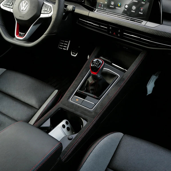 vw golf mk8 mk85 gti r aftermarket interior mods central control gear shift panel cover